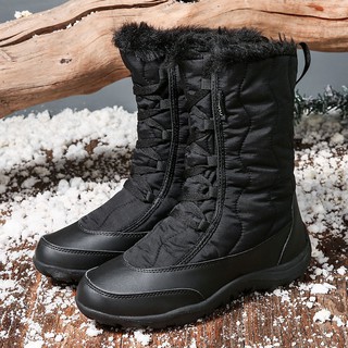 Botas de nieve para mujer de invierno impermeables botas de algodón antideslizantes zapatos para mujer cálidos de tubo medio y grueso terciopelo a prueba de agua (1)