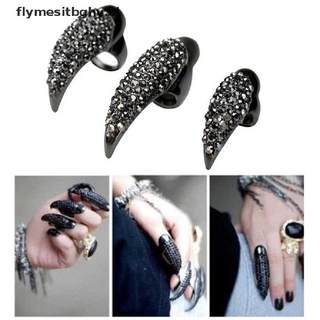'flymesitbghy - anillos de uñas falsos/góticos con pedrería de diamantes de imitación [cl]