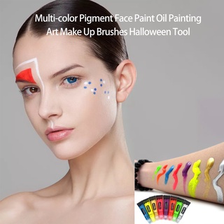 Multicolor pigmento pintura cara pintura al óleo arte maquillaje cepillos herramienta de Halloween (1)