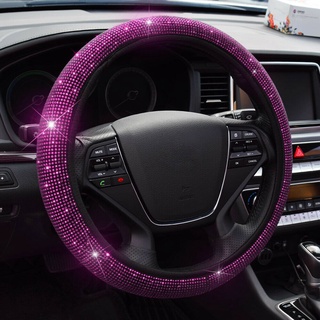 Cubierta del volante del coche decorativo diamante rosa brillante Universal mujeres (4)