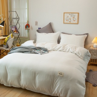 Juego de ropa de cama de Color puro 3 unids/4 piezas, sábana de cama, sábana plana y ajustable, funda de edredón, funda de almohada