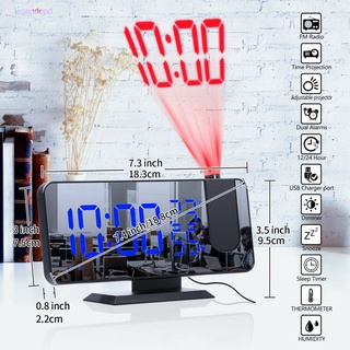 Reloj Despertador Digital LED con pantalla De proyección De radio Temperatura y humedad espejo De cabecera Multifuncional