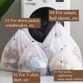 Bolsas de red de lavado grandes, duraderas de malla fina, bolsa de lavandería con cordón para ropa grande con I2C4 (5)