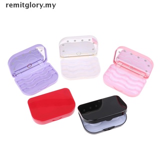 [Remitglory] caja de almacenamiento de pestañas postizas maquillaje cosmético LED espejo estuche organizador cosméticos [MY]
