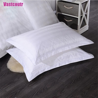 (Vtrocoutr) 1 pieza funda de almohada 100% algodón rayada blanca Para el hogar/dormitorio/Hotel/Cama