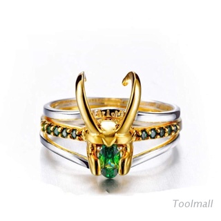 herramienta thor loki chapado en oro 3 en 1 anillo de aleación de un tamaño para hombres y mujeres ensamblados joyería gran regalo