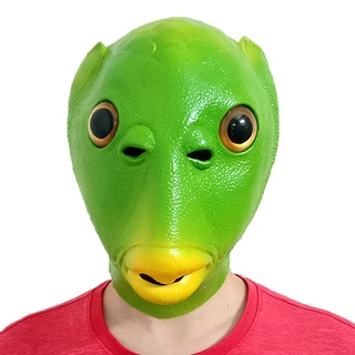 digitalblock unisex adulto verde pescado cabeza máscara casco esmalte divertido cosplay disfraz juguete