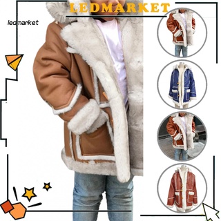 <Ledmarket> Boys Faux Fur Coat Plush Patchwork Hooded Coat Buttons for Daily Wear