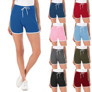 cintura elástica casual pantalones cortos de las mujeres suelta cordón de cintura alta pantalones cortos harajuku playa y corto s tamaño azul