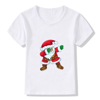 Niña Niño Divertido T-Shirt Niños Pat Santa Claus Patrón Gráfico Camisetas Camiseta Cuello Redondo Navidad Dibujos Animados Ropa De