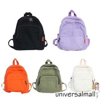 Universalmall Preppy estilo moda mujeres Color sólido pequeña mochila estudiantes señoras viaje lona bolsa escolar mochilas