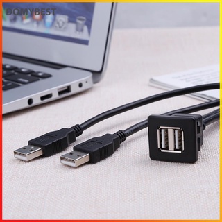 (Domybest) 1 m Panel USB Cable de montaje A ras de Cable Dual USB A macho A hembra Cable de montaje del coche Cable de tablero
