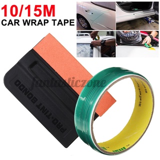 10/15m Finish Line Tape Car Film Sticker Trim Cutting Wrap Tool PVC w/ Squeegee