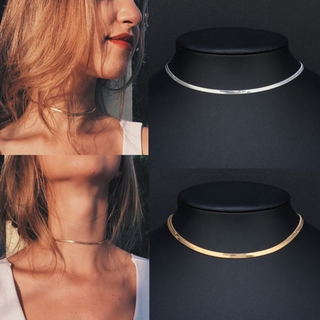 Collar/Choker de plata/oro con hoja plana/Collar de serpiente/cadena para mujer/accesorios de joyería