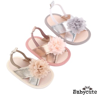 WALKERS B-bbaby sandalias de niñas con flor, suela suave antideslizante verano zapatos planos bebé primeros pasos (6)