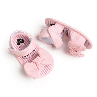☏Ih★Sandalias de los pies abiertos para bebés, suela plana antideslizante, princesa, con lazo decorativo (5)