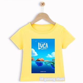 2021 Disney Luca T Shrit de dibujos animados de impresión de verano Anime ropa Kawaii niños camiseta ropa de niños ropa de niños Harajuku camiseta de manga corta Top (1)