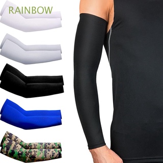 RAINBOW Exposed thumb Arm Cover Sportswear Sun Protection Arm Sleeves New Warmer Summer Cooling Running Basketball Outdoor Sport