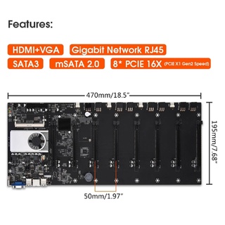 Play Upgrade BTC-T37 Miner placa base CPU puerto expandible 8 x PCIE 16X 4 gb DDR3 VGA HDMI Compatible 1600mhz 1037U (2)