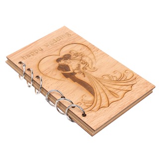 Hellery - cuaderno de visitas para boda, diseño rústico, con cubierta interior de madera, 1