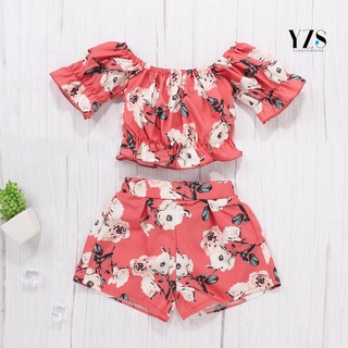 2 unids/set ropa de bebé estampado floral buen aspecto piel amigable niñas camiseta pantalones cortos traje para el verano