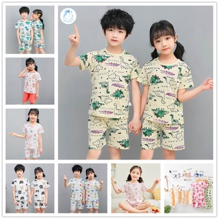 2 piezas de pijamas de niña ropa de dormir ropa de dormir traje de verano de dibujos animados de manga corta ropa de hogar niño de algodón niñas ropa de dormir conjunto