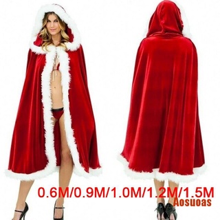 ASUO Women Christmas Santa Claus Cloak Costume Red Cape Winter Hooded Clock Hall