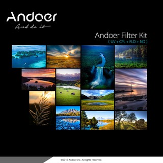 Andoer 62mm UV+CPL+FLD+ND(ND2 ND4 ND8) Kit de filtro de fotografía ultravioleta Circular polarizante Fl (3)