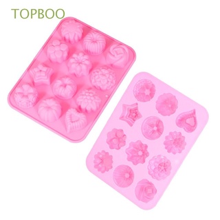 TOPBOO 2 pcs Love Flower Shaped Mold 12 Cavity Cake Pan Silicone Mold Non Stick Candy Chocolate Muffin Jelly Pudding Baking Mould