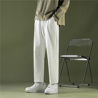 Verano Simple Color sólido pantalones deportivos versión de los hombres de la tendencia suelta salvaje pantalones rectos blanco Casual pantalones