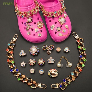 EPMEII Cute Gift Shoe Decorations for Women Diamond Crystal Shoe Charms Bling Shoe Charms Shoe Charm Chains fit Clog Sandals Fashion Women Girls Gold shoe charms
