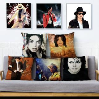 Super estrella Michael Jackson impresión funda de cojín 45*45cm cuadrado fundas de almohada Beige lino fundas sofá decoración del hogar funda de almohada