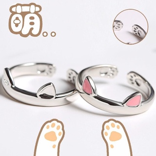 plata color gato oreja anillo de dedo diseño abierto lindo moda anillo de joyería para las mujeres joven niña niño regalo anillo ajustable al por mayor