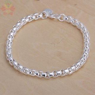 nueva pulsera de cadena de celosía redonda de plata de ley 925 para mujer regalo