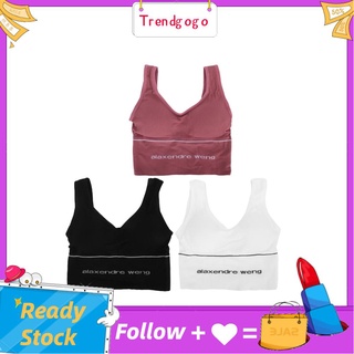 Trendgogo sujetador deportivo acolchado inalámbrico para mujeres/sujetador deportivo suave y transpirable para Yoga/gimnasio/Fitness
