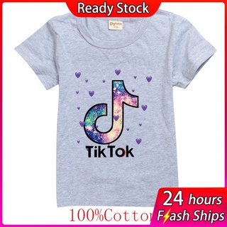 TikTok verano niños nuevo estilo venta caliente de manga corta niños Casual algodón camisetas niñas moda cuello redondo Tops niños diversión ropa