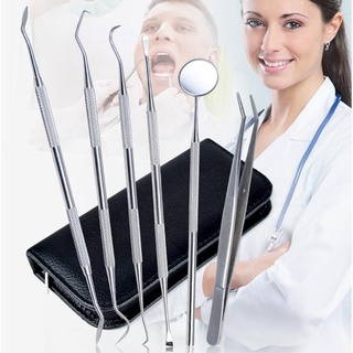 tmet 6 piezas kit de higiene dental de acero inoxidable raspador de dientes pinzas herramienta (9)