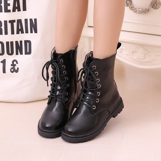 Tamaño 27-42 bebé niño zapatos negro botas militares niñas moda Casual botas de exhibición de la escuela