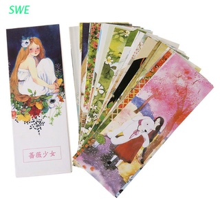 SWE 30pcs Girl Bookmarks Paper Page Notes Label Message Card Book Marker School Supplies Stationery