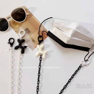 [Abbas] Moda nueva creativa de dibujos animados acrílico perro cordón collar gafas cadena auriculares cadena máscara cadena Universal