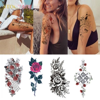 STOCKADE New Temporary Tattoo Body Art Sticker Snake Lion 3D Tattoos Women Waterproof DIY Arm Fake Sleeve Rose Flower
