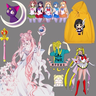 Sailor Moon Parches De Planchado Transferencia De Ropa Pegatina Niña Térmica Tsukino Usagi Parche De Vinilo Decoración Calcomanía Insignia Regalo (1)