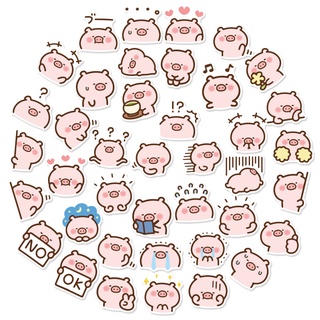 40 mini cute piggy pegatinas para teléfonos móviles dibujos animados lindo mascota cerdo mano cuenta material computadora ipad decoración pegatinas