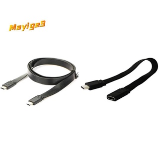 USB-C Male to Female Extension Cable Short,USB 3.1 Gen 2 Data Sync Extension Flat Cable,for Thunderbolt 3 Male to Male