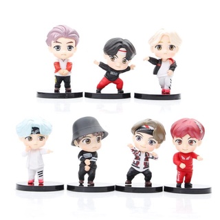 7 unids/Set BTS Tiny TAN Mini figura Bangtan Boys grupos BTS Anime figura de juguete grupo ídolo muñeca modelo de PVC (2)
