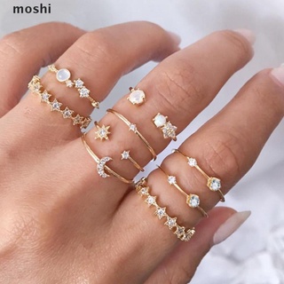 moshi juego de anillos vintage de cristal estrella luna para mujer boho anillo de dedo joyería de moda.