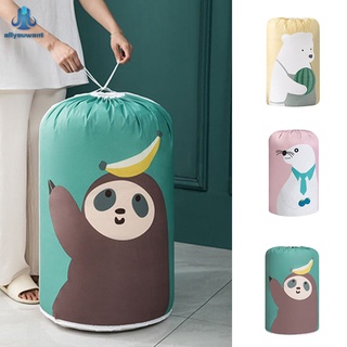 Bolsa de lavandería de gran capacidad lindos animales con cordón cierre bolsa de almacenamiento organizador de cesta para dormitorio