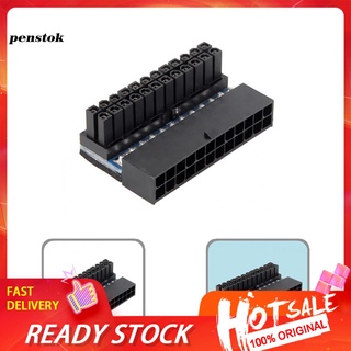 ICEP Black Motherboard Power Supply Adapter 90 Degree Angled 24 Pin Motherboard Connector Cable Routing for PC