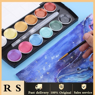 [ninkan] juego de pintura acuarela de 12 colores diy manicura dibujo paleta de pintura con cepillo