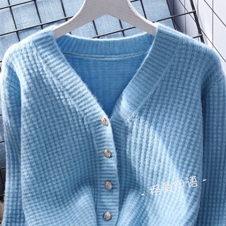 Color pequeño suéter fresco abrigo mujer cárdigan de punto corto holgado (1)